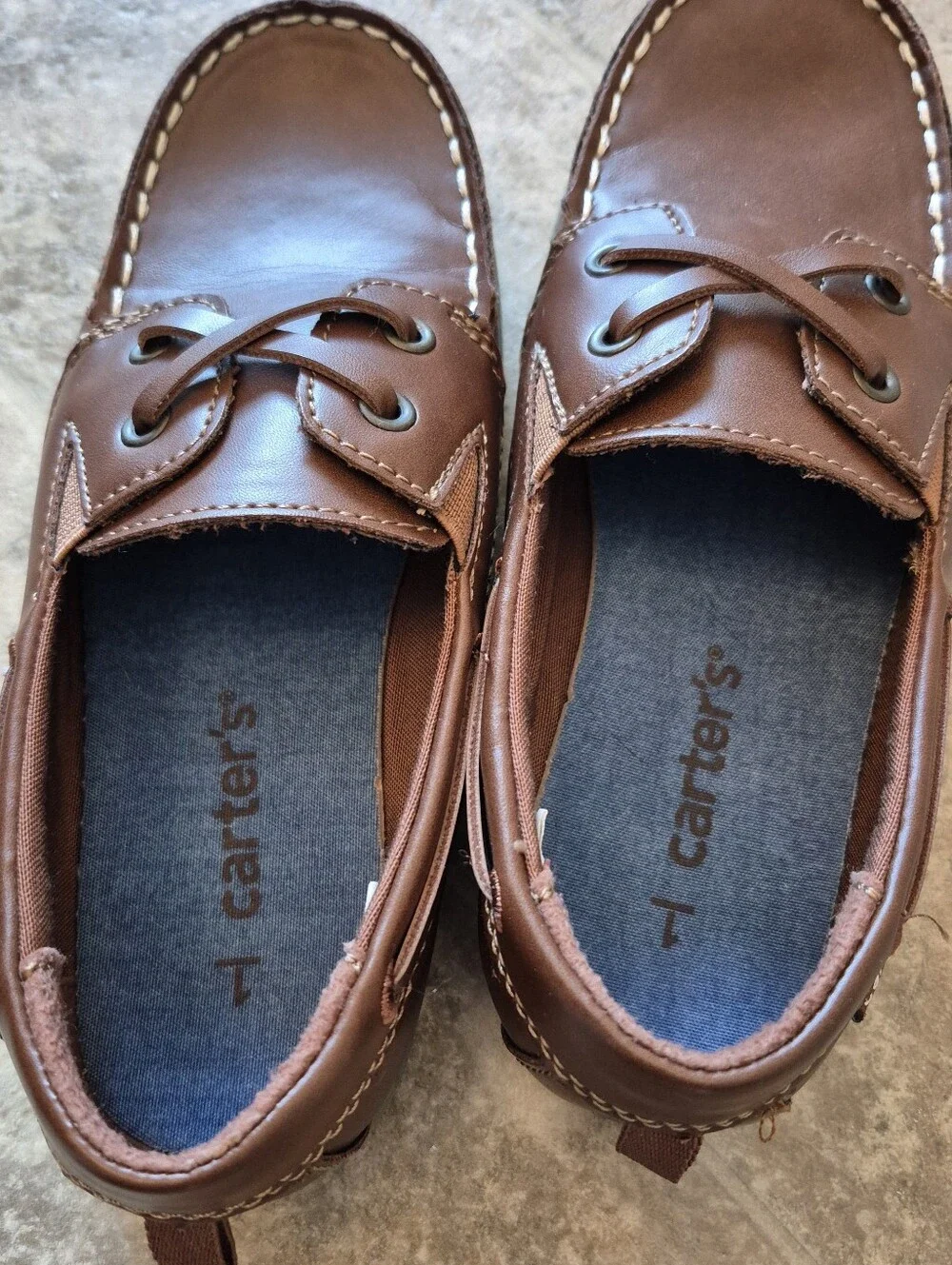 Carter's Boys Kids Brown Leather Boat Shoes Size 1M Eur 32